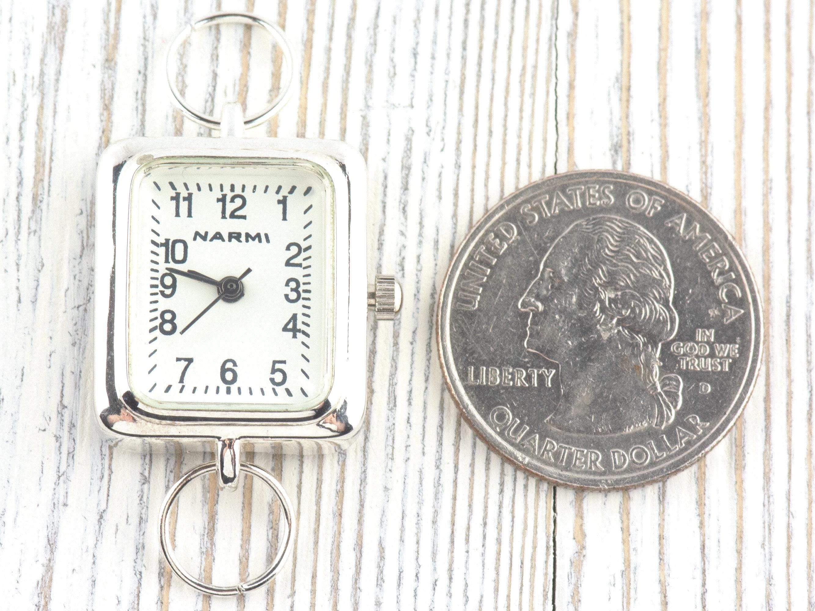 White Dial Silvertone Square Watch Face • DIY Beading Watch • Jewelry Making • Analog • Loops and Battery Included