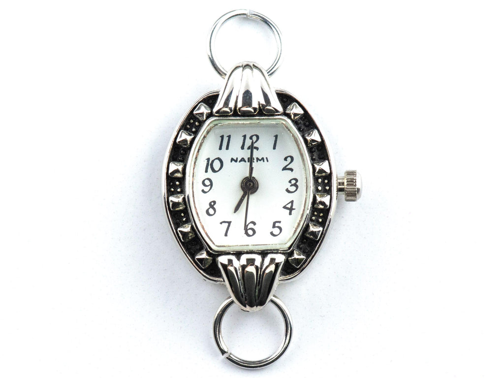 White Dial Silvertone Square Watch Face • DIY Beading Watch • Jewelry Making • Analog • Loops and Battery Included