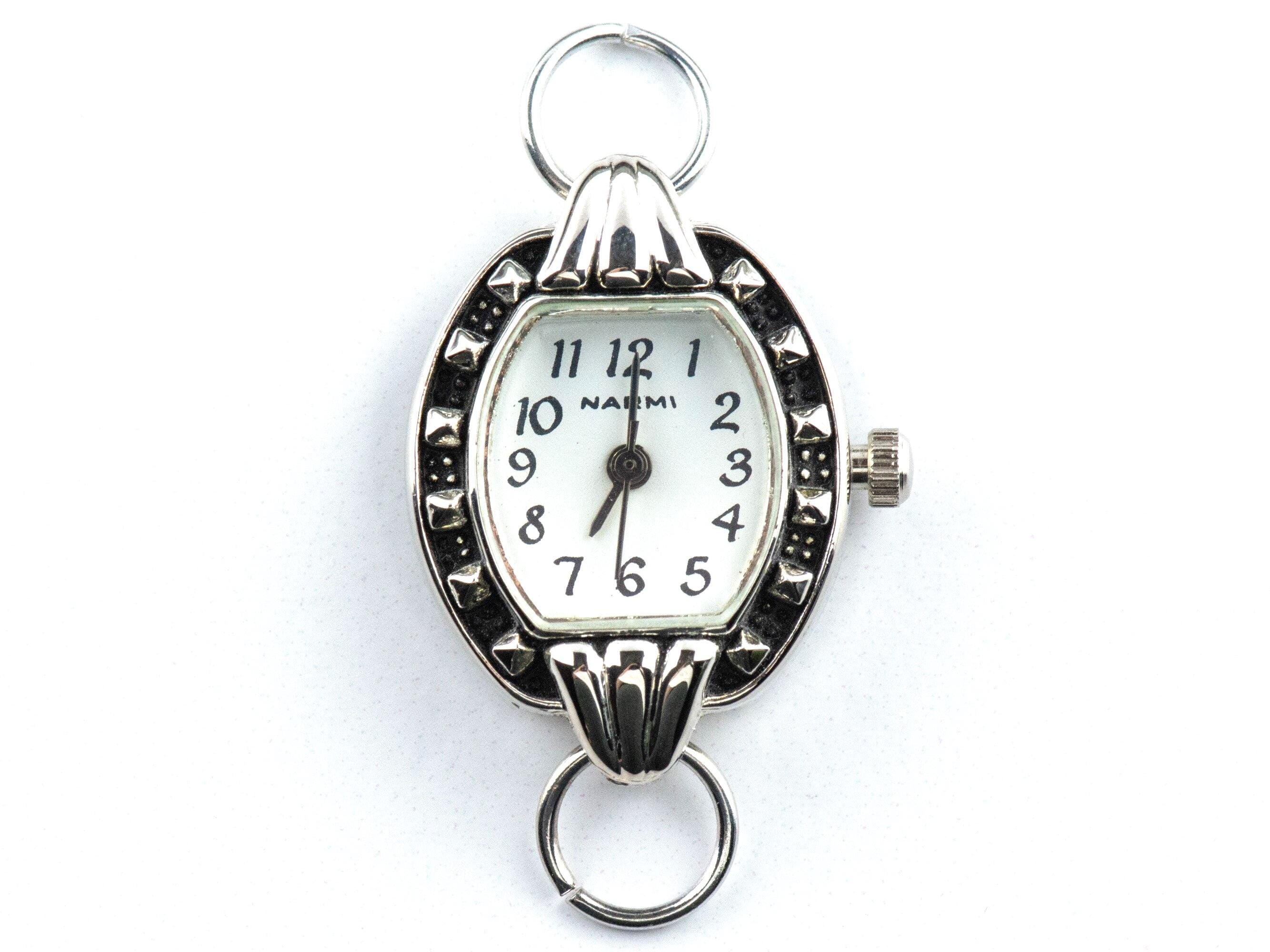 White Dial Silvertone Square Watch Face • DIY Beading Watch • Jewelry Making • Analog • Loops and Battery Included