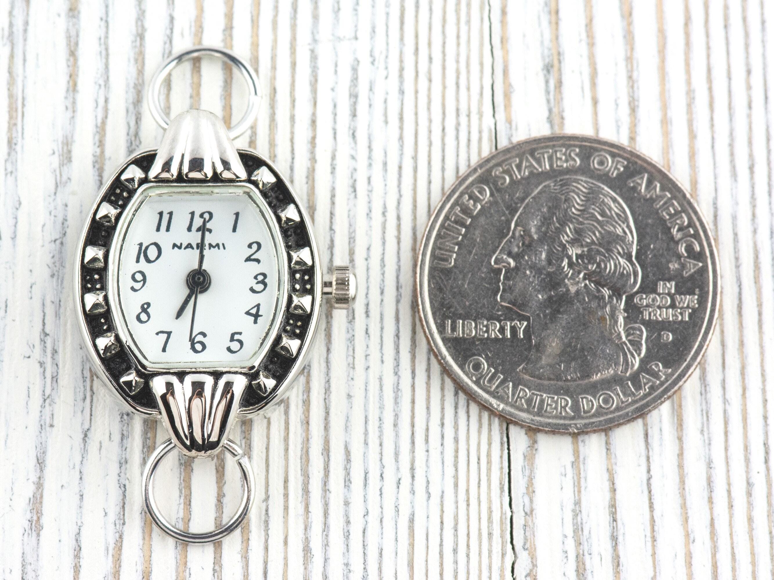 White Dial Silvertone Square Watch Face • DIY Beading Watch • Jewelry Making • Analog • Loops and Battery Included