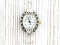 White Dial Two-Tone Square Watch Face • DIY Beading Watch • Jewelry Making • Analog • Loops and Battery Included